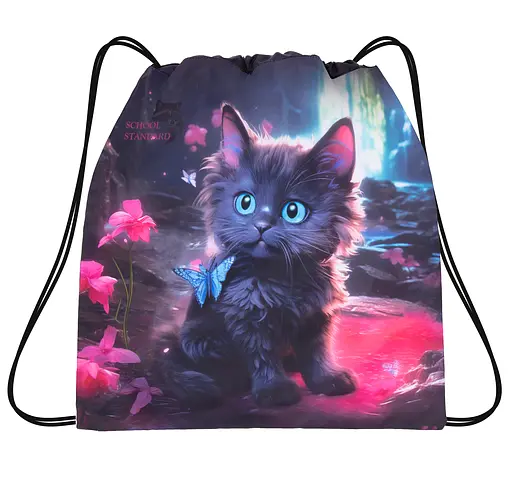 Мешок для сменной обуви для девочки c Котиком School Standard MSS-13