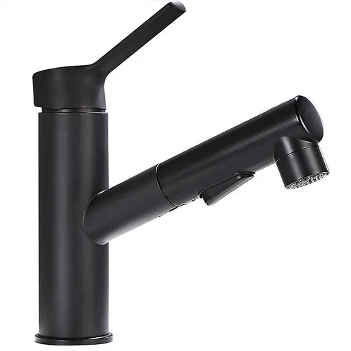 Змішувач для умивальника Zegor 3 в 1 KLF10-A012YB з витяжною лійкою Чорний 30412 - фото 1