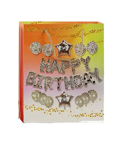 Пакет подарочный M 48908 18*10*23см (6900077489088) Серебристый - фото 1