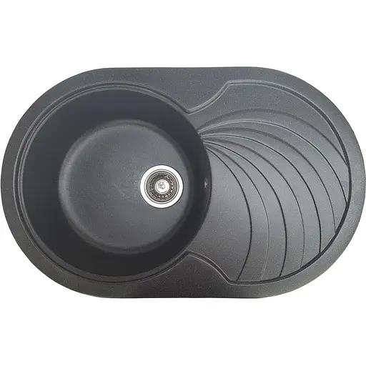 Гранитная кухонная мойка Romzha Rasa 78 Antracit (902) с крылом - фото 1