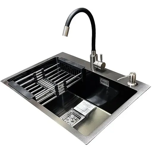 Комплект мойка + смеситель Romzha Arta Nova U-600 BL (C) - фото 1