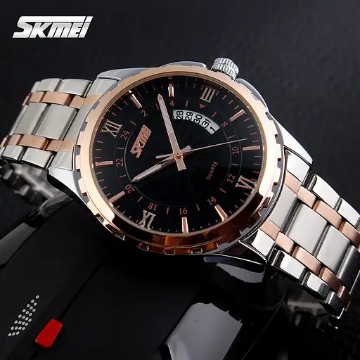 Чоловічий наручний годинник Skmei 9069 Сріблястий з рожевим золотом - фото 3