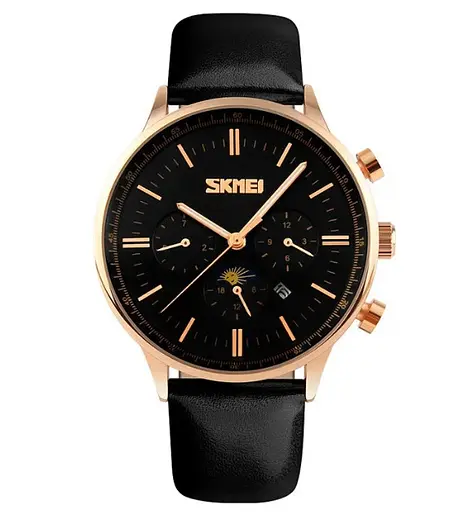 Мужские классические часы Skmei 9117 Black Gold - фото 2