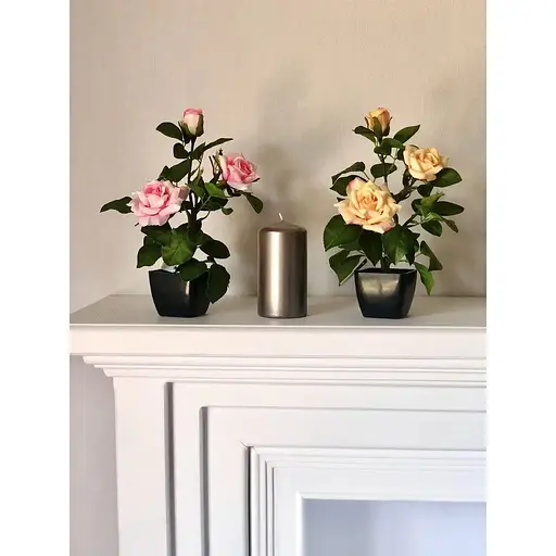 Роза чайная искусственная Hvoya куст в горшке 29 см - фото 8