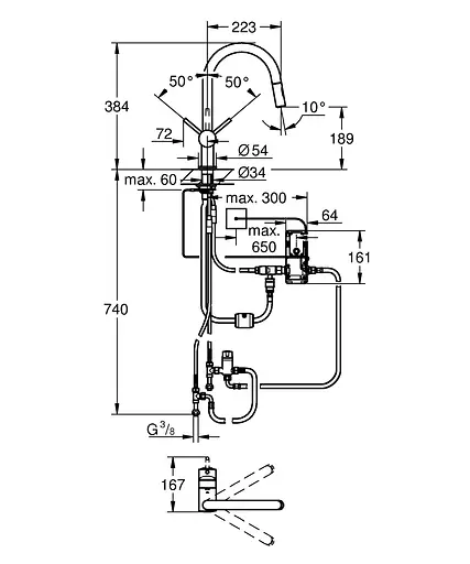 Сенсорный смеситель для кухни с выдвижным изливом Grohe Minta Touch 31358DC2 Нержавеющая сталь - фото 3