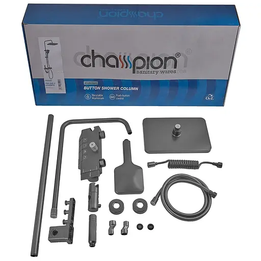Душевая система Champion PBM-009-J с кнопочным переключателем 4 режима graphite CH6501, Графит - фото 5