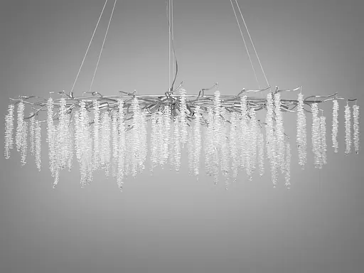 Кришталева люстра "Гліцинія" витягнутої форми на 15 ламп, хром - фото 3