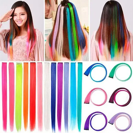 Кольорове пасмо волосся на шпильках 60 см Рудий K866-11 - фото 2