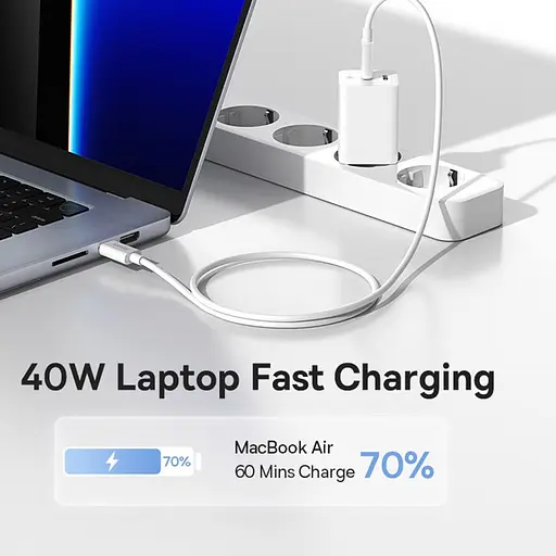 МЗП Baseus GaN5 Pro OS + Type-C to Type-C 40W (CCGP18010) White - фото 5