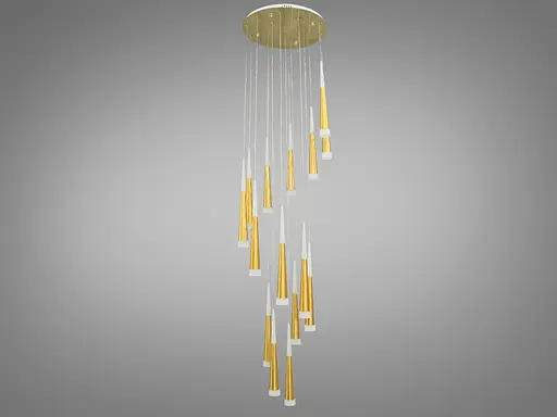 Каскадна світлодіодна люстра для холу потужністю 60 Вт, колір-золото - фото 2