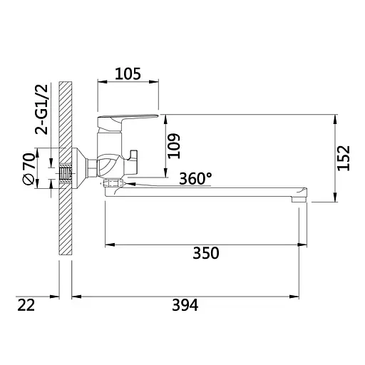 Смеситель для ванны Qtap Leo New с длинным поворотным изливом (c душевым гарнитуром) QTLEO2601CRM45562 Chrome - фото 2
