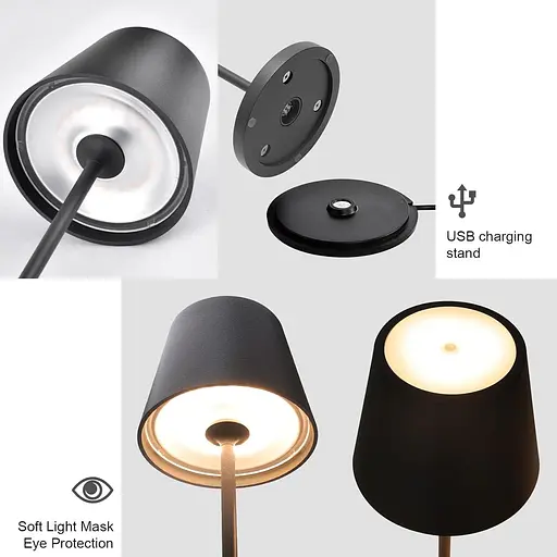 ЧорніУпаковка з 2 світлодіодних настільних ламп Klighten з регульованою яскравістю, теплий світловий тон 3000 К, дизайнерська - фото 3