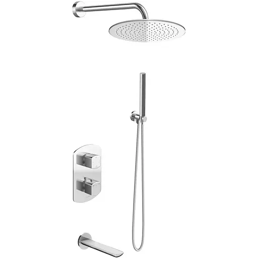 Душевая система Kohlman Foxal 20 chrome с термостатом + BOX скрытого монтажа KPL-QW433FR20, Хром - фото 1