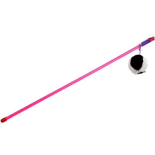 Іграшка для котів Fox Вудка-дражнилка Хутряна чорно-біла куля - фото 1