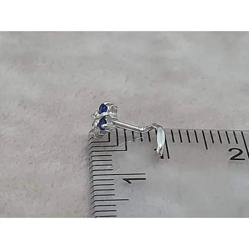 Серебряная серьга-пирсинг в нос Бабочка. 1041.5С Синий - фото 6