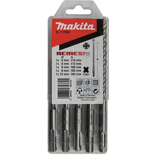 Набір свердел по бетону Makita SDS-Plus 5-10 мм 5 шт B-11994 - фото 1