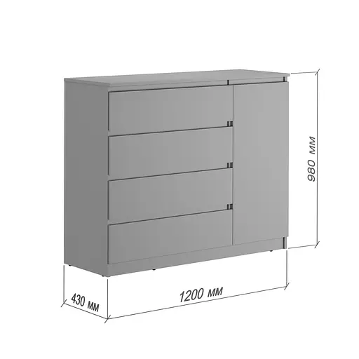 Комод в спальню MebelStar Нео 1Д4Ш 120x43x98 см Венге темний (MBS-1056) - фото 5
