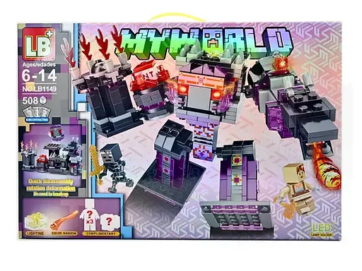 Конструктор Майнкрафт Битва за міцність, 508 деталей, підсвітка LED