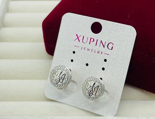 Сережки жіночі Xuping герб України сережки для вух гіпоалергенні з медичної сталі біжутерія - фото 1