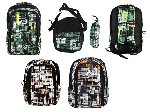 Рюкзак підлітковий, 5 блискавок, набір із рюкзака, пенала, сумки, 2332 (В асортименті) - фото 2