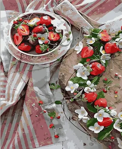 Набір для розпису по номерах Суничне чаювання, Strateg, 40x50 см, HH028