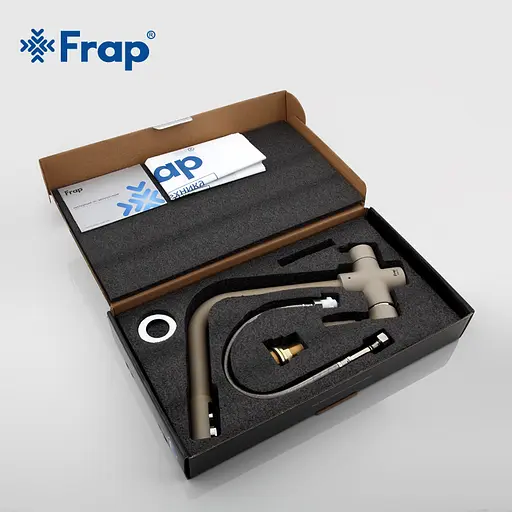 F4352-20 (H52) Змішувач для кухні однорич. Г-под.гусак під фільтр латунь гайка Ø35 беж Frap 1/10 - фото 3