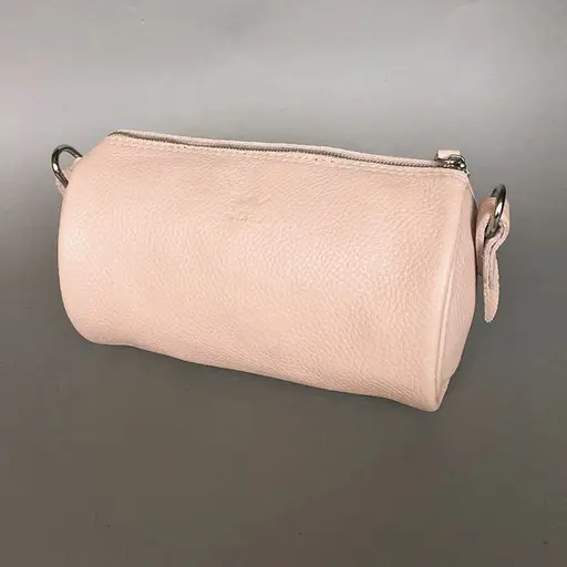 Шкіряна сумка поясна-кроссбоді Cylinder пудровая флотар - фото 3