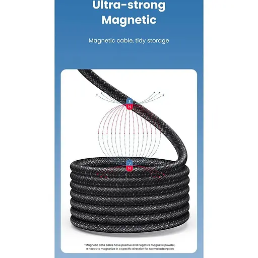 Кабель Usams US-SJ704 Rui Magnetic USB-C to USB-C 60W 1m Tarnish (SJ704USB01) [153983] - фото 6