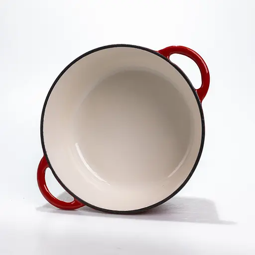 Кастрюля чугунная 2.5 л эмалированная с крышкой посуда для тушения запекания кухонная томония Красный Premium Cookware HP-1-14-RED - фото 4