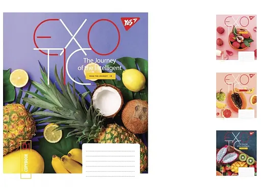 Зошити учнівські 24 аркуша клітинка. YES Exotic, 20 шт. в упаковці