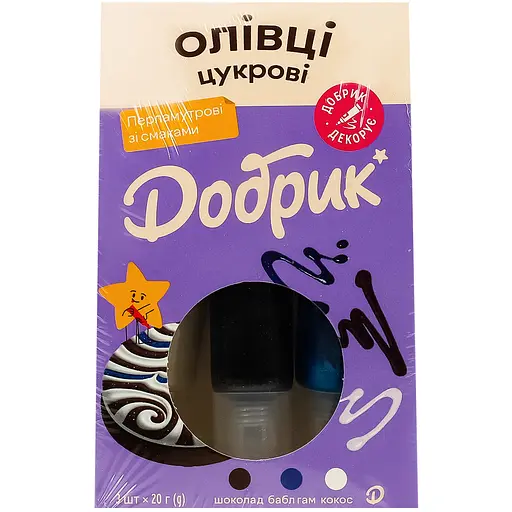 Кондитерские декорации Добрик Карандаши сахарные перламутровые со вкусами