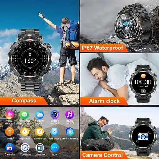 Розумний наручний годинник Smart Avation Pro Steel 2 ремінця (Чорний) - фото 9