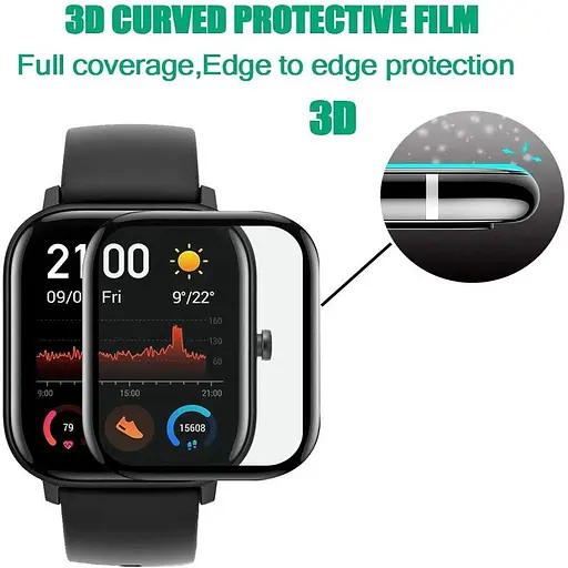Защитная пленка Amazfeel для смарт-часов Amazfit GTS/GTS2 с рамкой (2 шт.) - фото 7