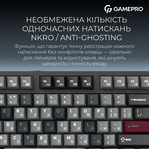 Клавіатура GamePro Asgard Ragnar Keychron Super Red Switch Wireless/Bluetooth/USB Black бездротова (MK285BK) - фото 15