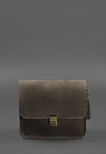 Кожаная женская бохо-сумка Лила темно-коричневая - фото 6