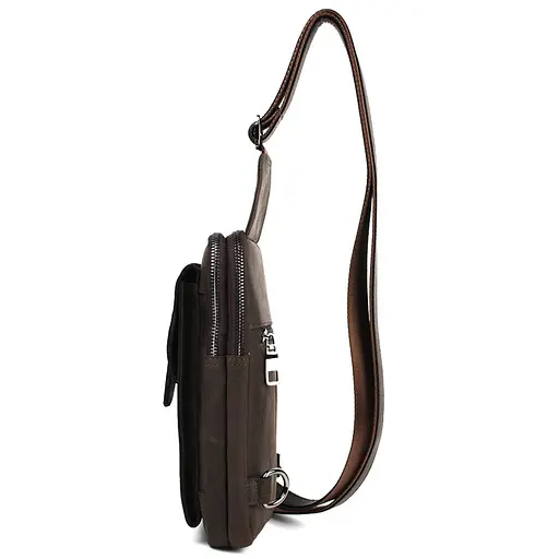 Мужской кожаный слинг на два отделения LIMARY 30х16.5х5 см sum0028212 - фото 4