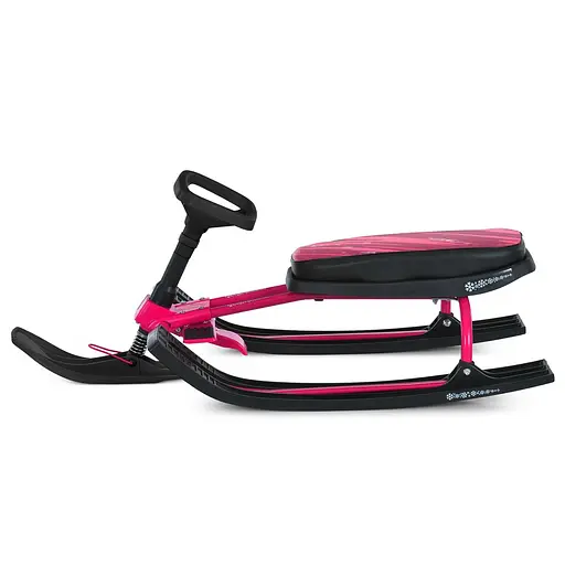 Снігокат MS 1778-5 Низька рама, м'яке сидіння з екошкіри 45х21см (2 положення), кермо, металопластик, чорно-рожева - фото 5