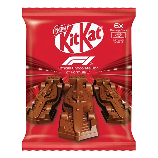 Шоколад Kit Kat Racing cars молочний з начинкою з какао, рисовими кріспами, печивом та шматочками вафель 6 х 11г/уп. (8000300440140)