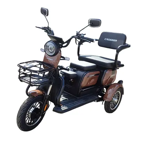 Електроскутер Триколісний Crosser TR1 Pro (1000W, 72V, 20Ah) Коричневий