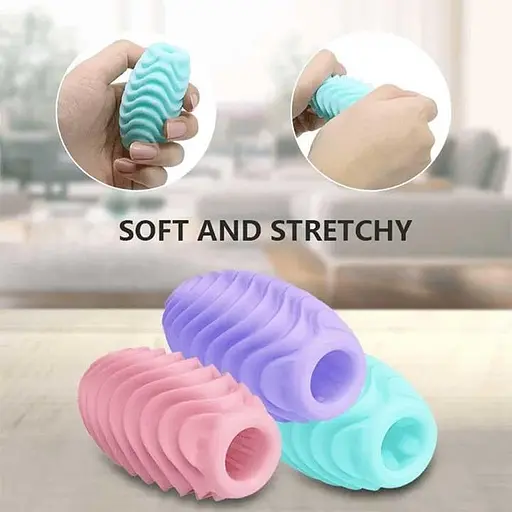 Яйце-мастурбатор текстуроване двостороннє силіконове чоловіче пристосування компактне бірюзове - фото 3