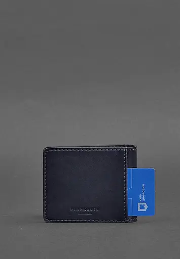 Кожаная обложка для удостоверения с гербом темно-синяя - фото 6