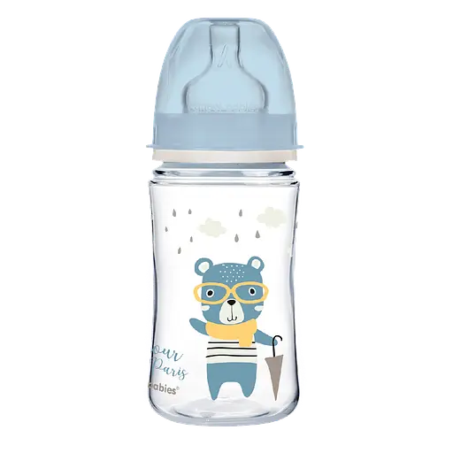 Бутылка с широким антиколиковым отверстием 240 мл "Bonjour Paris" Canpol babies Cиня - фото 4