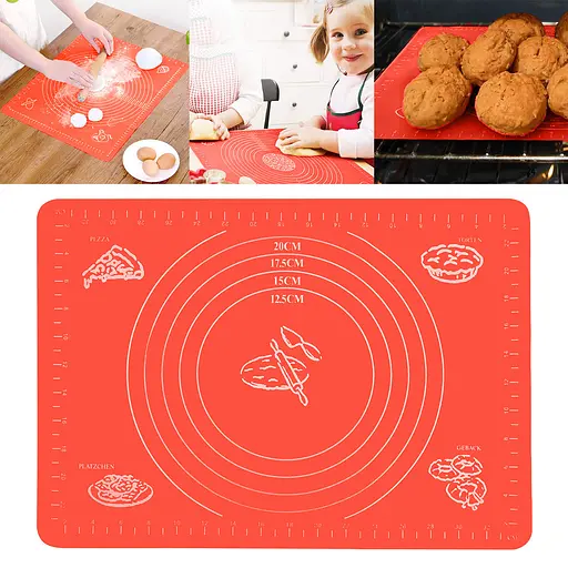 Килимок силіконовий для розкачування тіста, випічки та заморожування напівфабрикатів 25х35 см, A-plus Червоний 84613 - фото 1