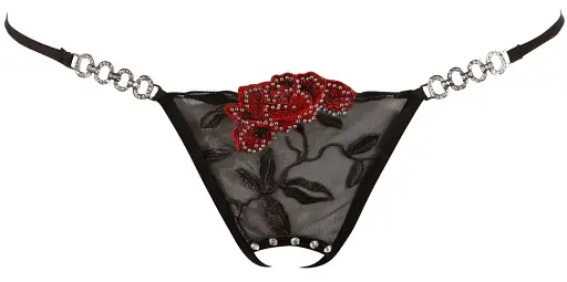 Трусики-стрінги String Rose Crotchless M/L чорний - фото 4