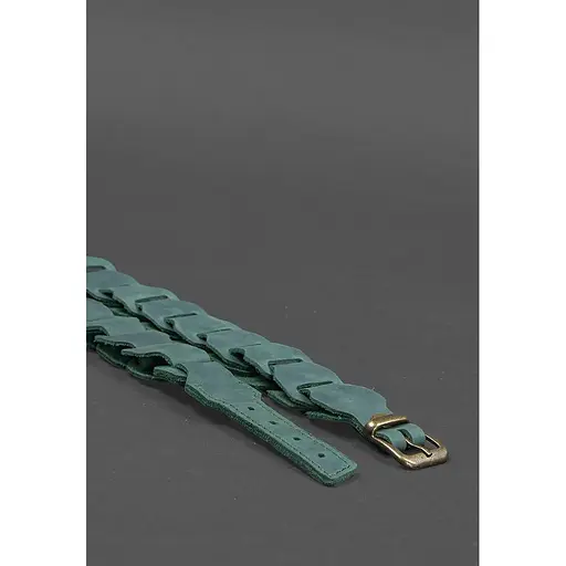 Женский кожаный бохо-ремень BlankNot зеленый - фото 3