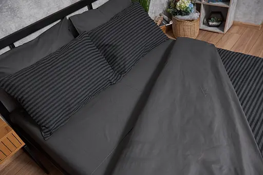 Комплект постельного белья Moon&Star King Size 220x240 наволочки 4х70х70 Gray Stripe&Black Бязь Gold Люкс - фото 3