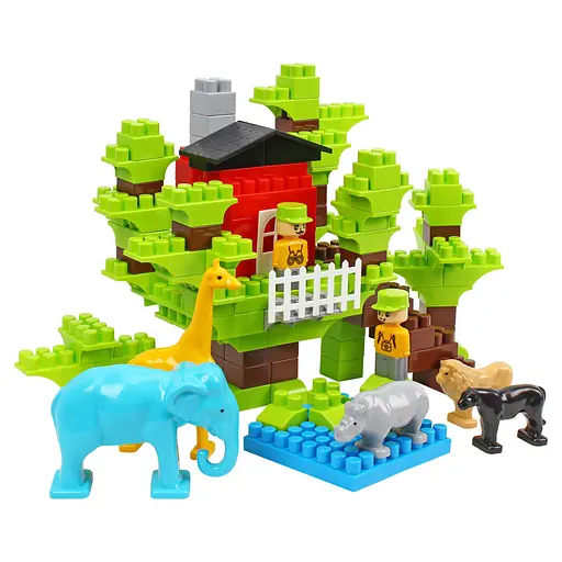 Конструктор детский блочный Зоопарк, 130 элементов, ТехноК, 1089