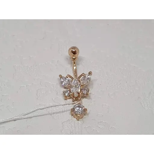 Золотая серьга-пирсинг Вселенная Бабочка с фианитами. 41000801 - фото 2