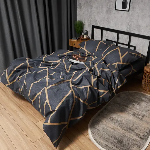 Пододеяльник Moon&Star Микросатин Premium Deep Blue Luxe Полуторный Евро 160x220 см - фото 3