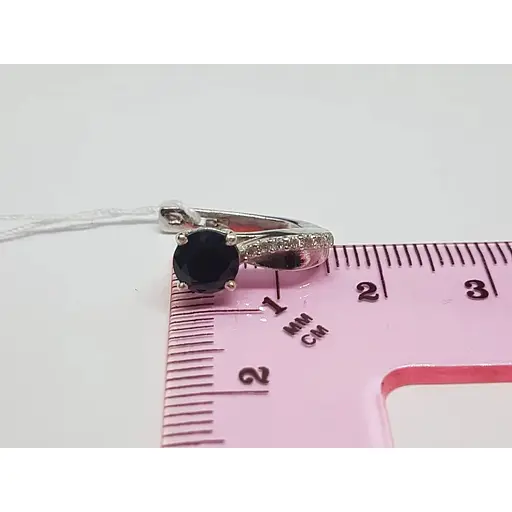 Серебряные серьги Агни Синей с фианитами и сапфиром. 2423/9Р-HSPH - фото 5